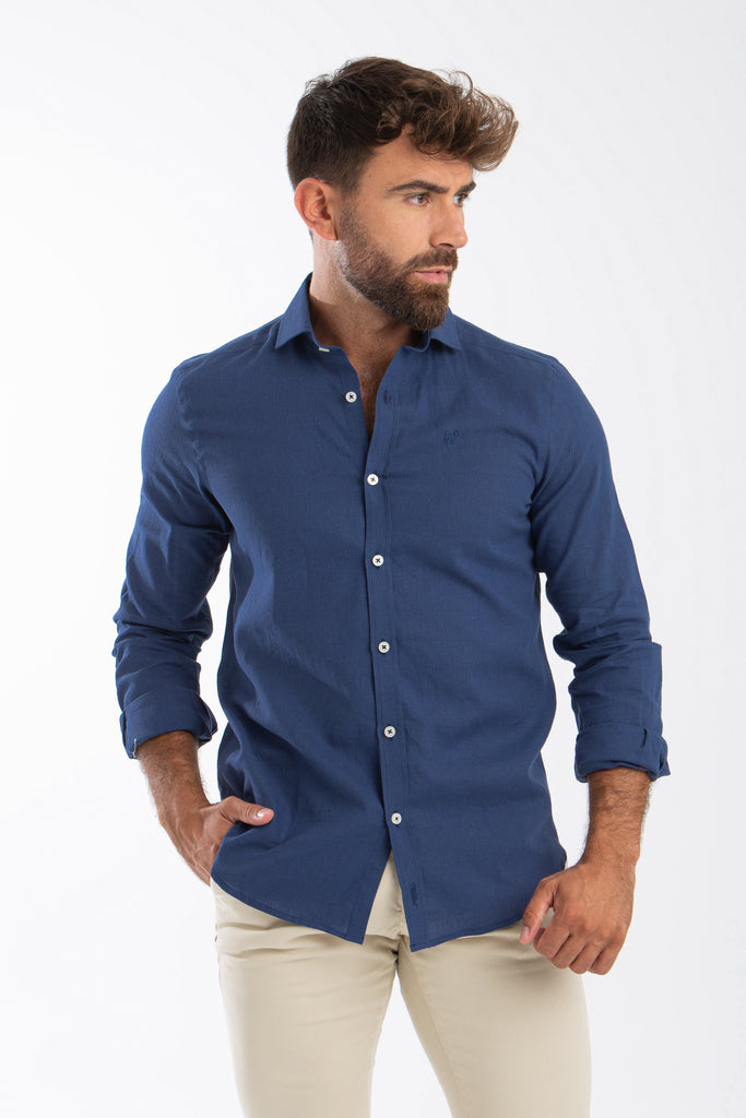 Camisa Étnica Lino Marino Garment Dyed