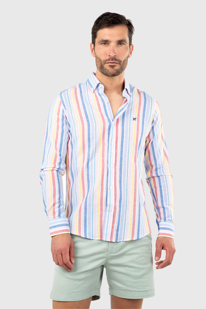Camisa Rayas Multicolor Lino