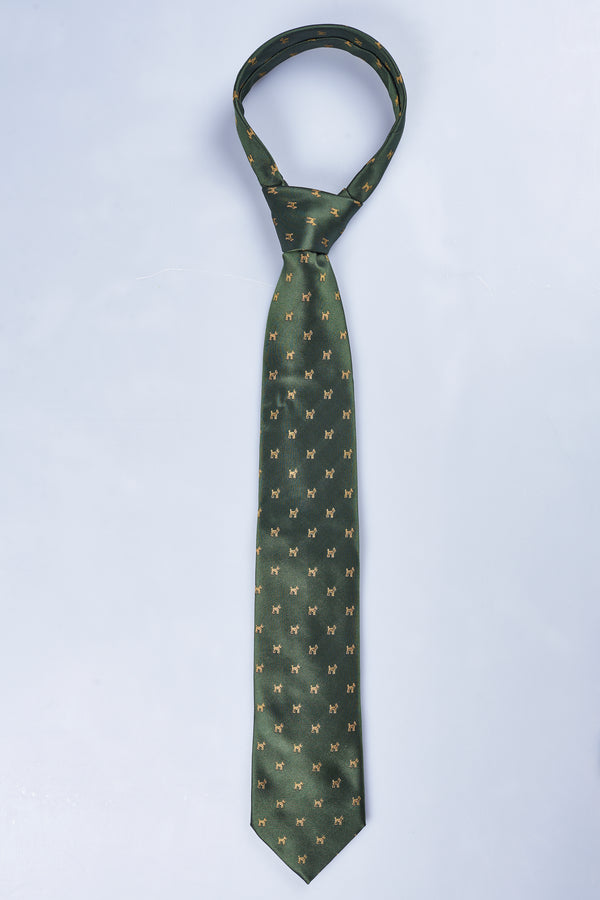 Corbata Verde Estampado Perro